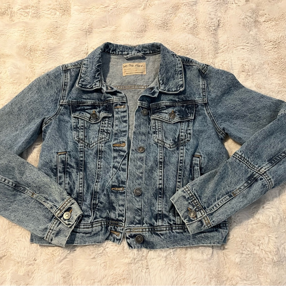 Free People We The Free Light Blue Fitted Jean Jacket